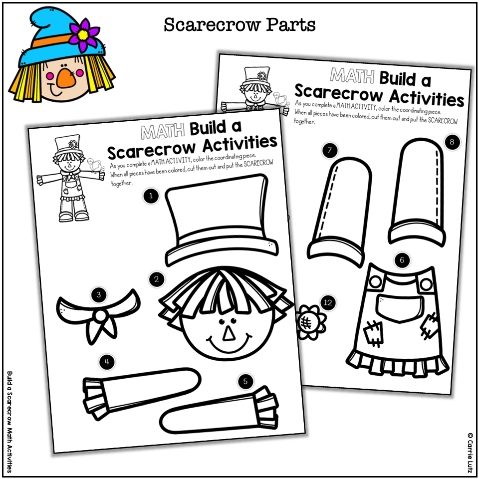1st Grade Math No Prep Scarecrow Worksheets Packet - Image 4