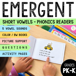 Short Vowel Emergent Readers for Pre-K and K, No Prep